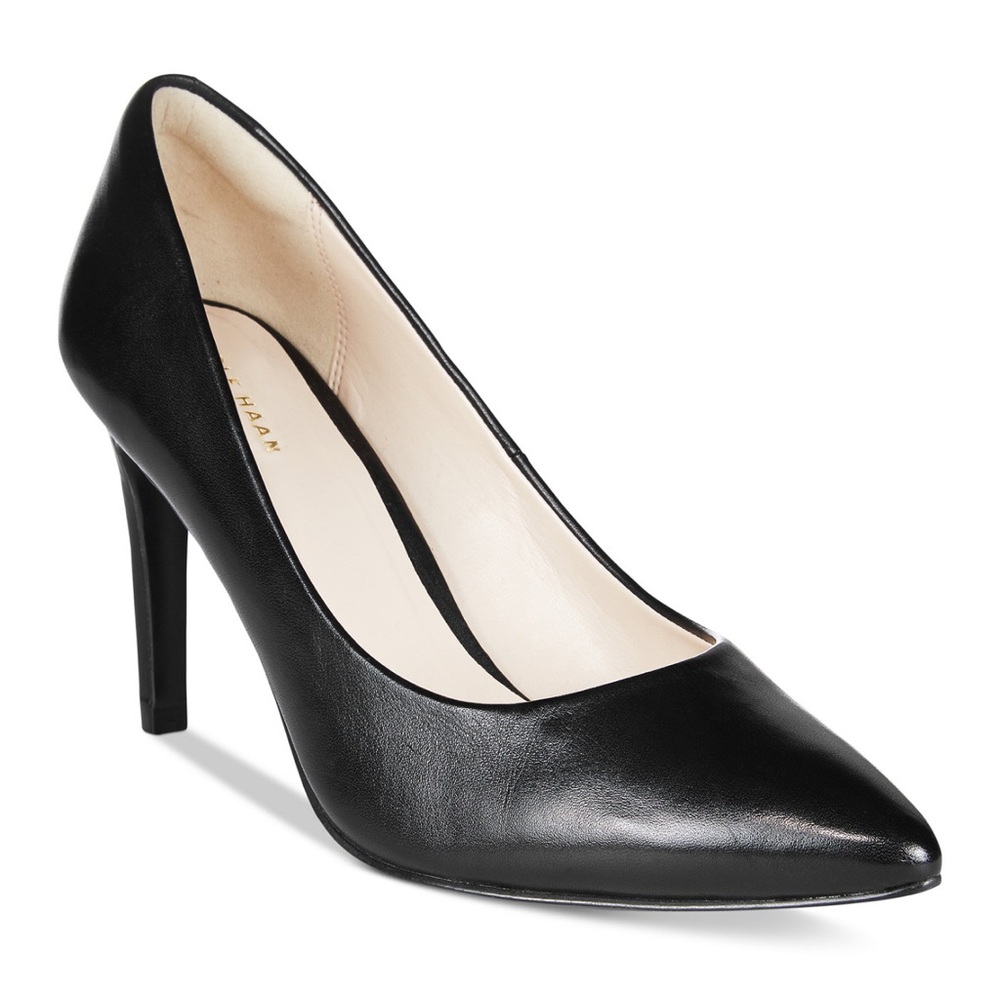 Cole Haan Amelia Grand Black Leather Pump 85MM